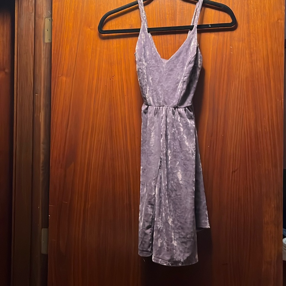 Lavender Velvet Dress with Cross Back